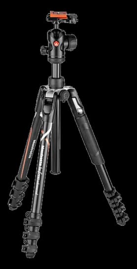 Manfrotto Befree Advanced travel tripod on a clean studio background